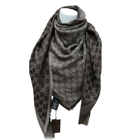 gucci.brown.grey.scarf|gucci print head scarf.